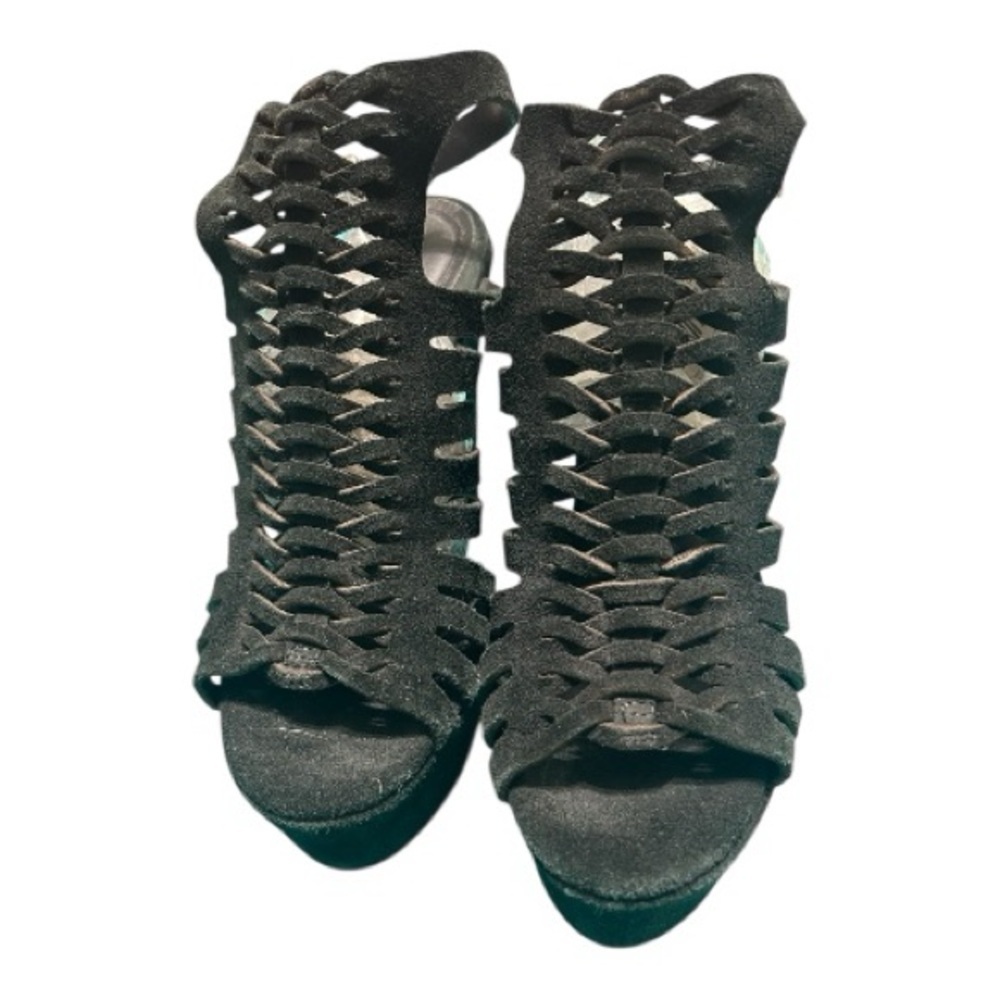 SCHUTZ Black Strappy Wedge Sandals - Picture 3 of 8